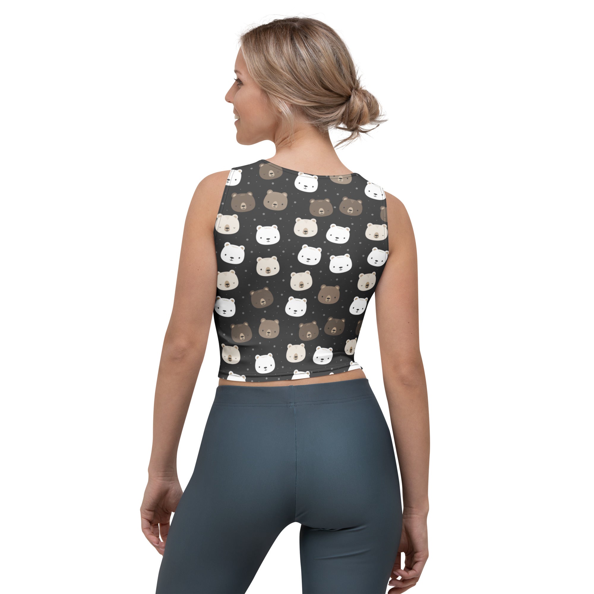 Women's Bear Face Buttery Soft Crop Top- Quick-Drying UPF 50+ Stretch Top