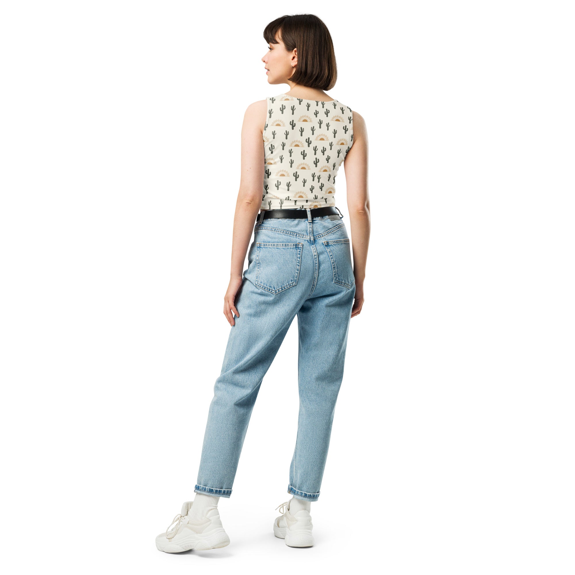 Women's Desert Cactus Sunrise Buttery Soft Crop Top- Quick-Drying UPF 50+ Stretch Top