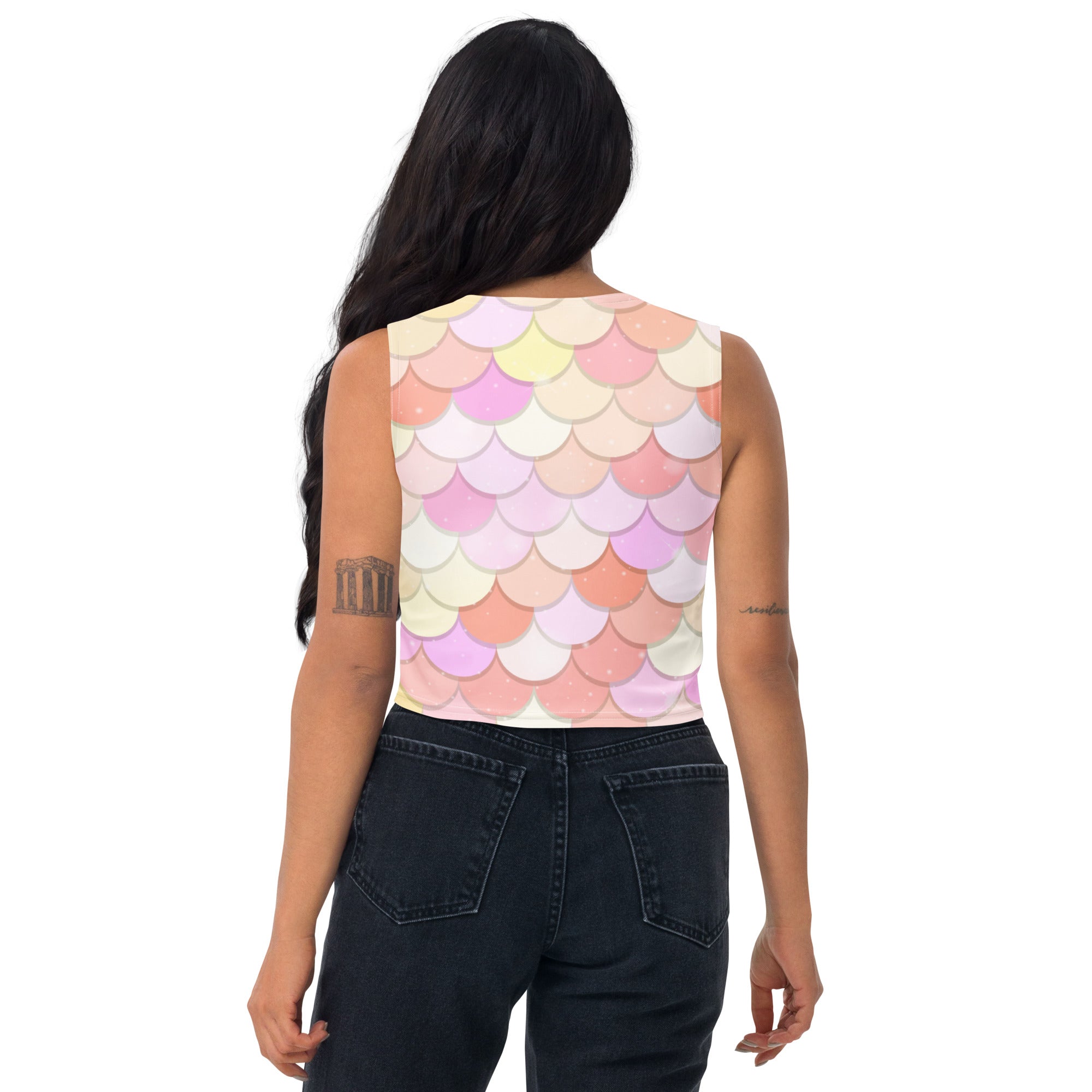 Women's Pink Mermaid Buttery Soft Crop Top- Quick-Drying UPF 50+ Stretch Top