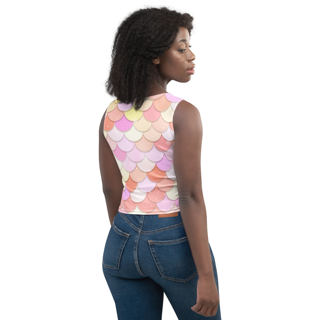 Women's Pink Mermaid Buttery Soft Crop Top- Quick-Drying UPF 50+ Stretch Top
