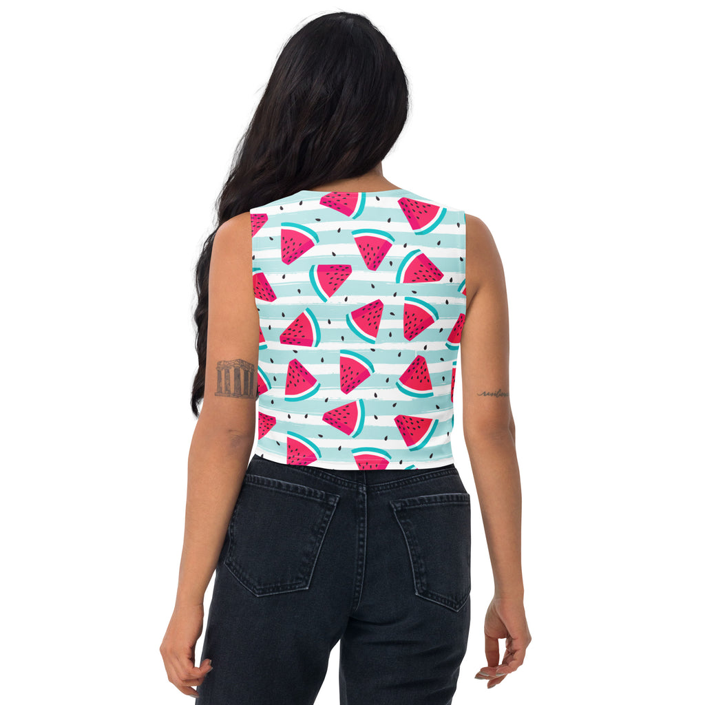 Women's Watermelon Stripe Buttery Soft Crop Top- Quick-Drying UPF 50+ Stretch Top