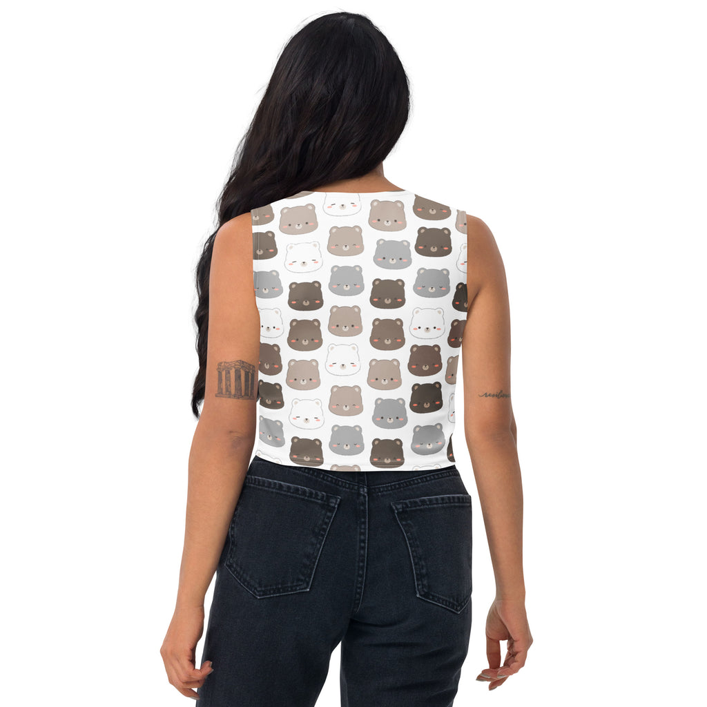Women's Bear Print Buttery Soft Crop Top- Quick-Drying UPF 50+ Stretch Top