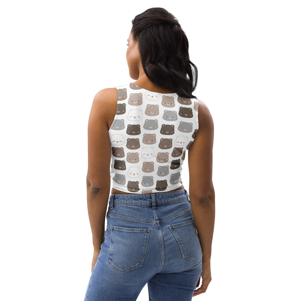 Women's Bear Print Buttery Soft Crop Top- Quick-Drying UPF 50+ Stretch Top