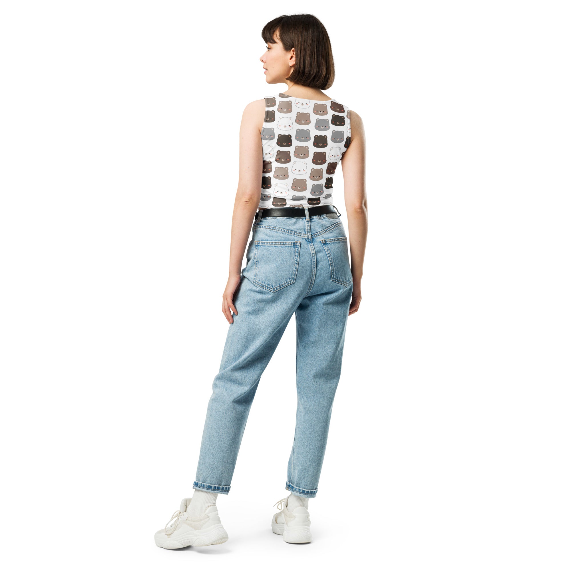 Women's Bear Print Buttery Soft Crop Top- Quick-Drying UPF 50+ Stretch Top