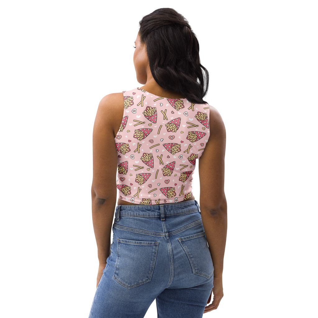 Women's Pink French Fries Buttery Soft Crop Top- Quick-Drying UPF 50+ Stretch Top