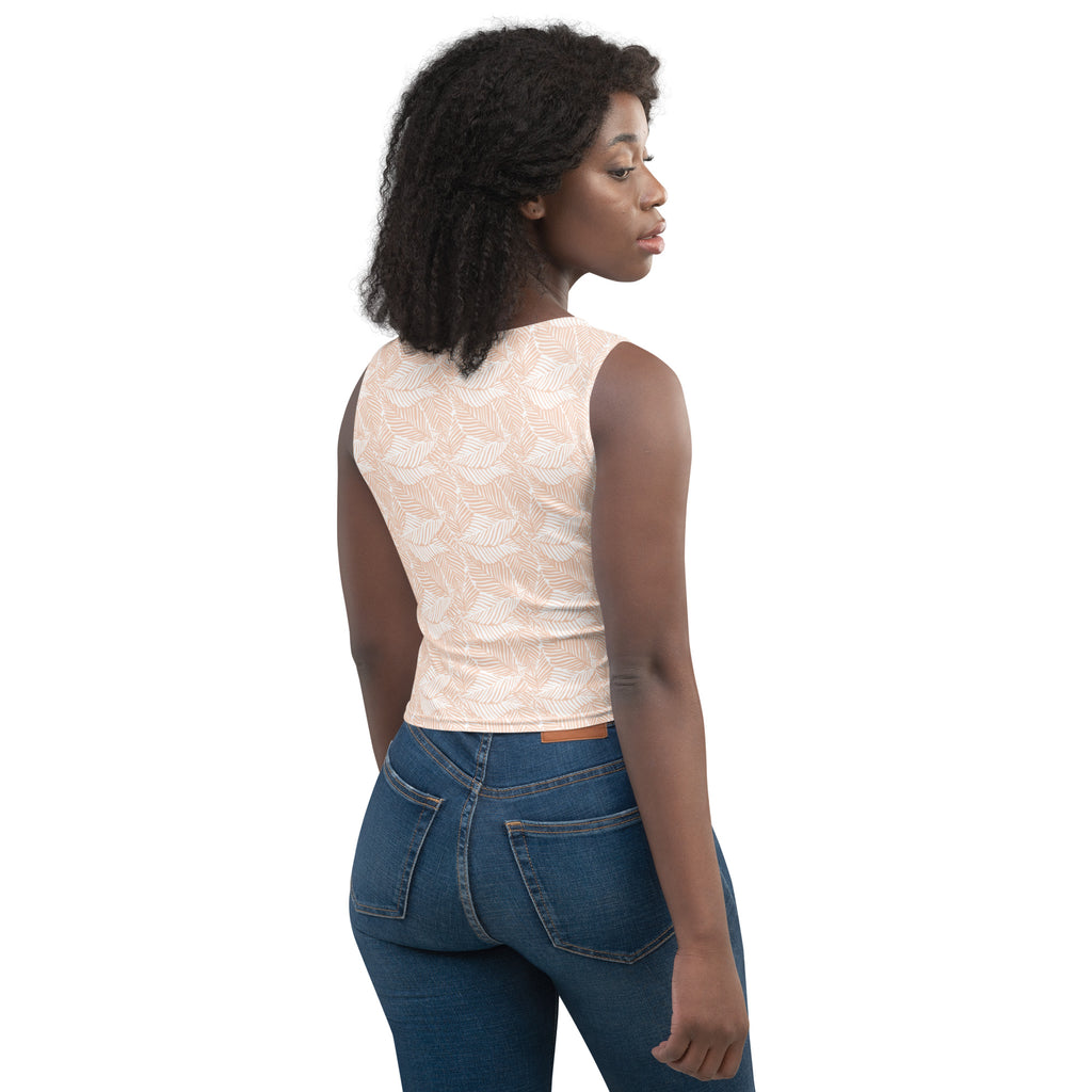 Women's Neutral Leaf Buttery Soft Crop Top- Quick-Drying UPF 50+ Stretch Top