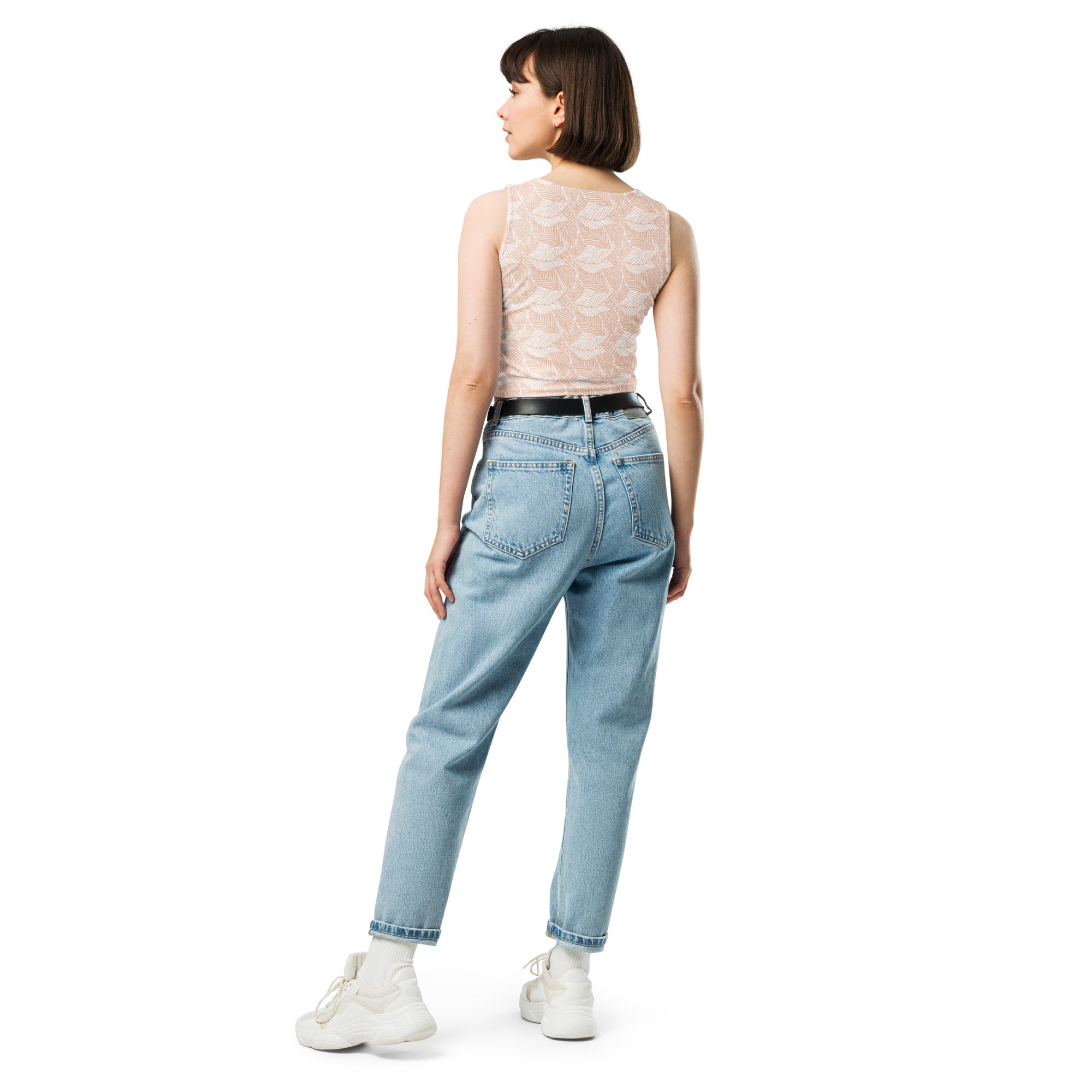 Women's Neutral Leaf Buttery Soft Crop Top- Quick-Drying UPF 50+ Stretch Top