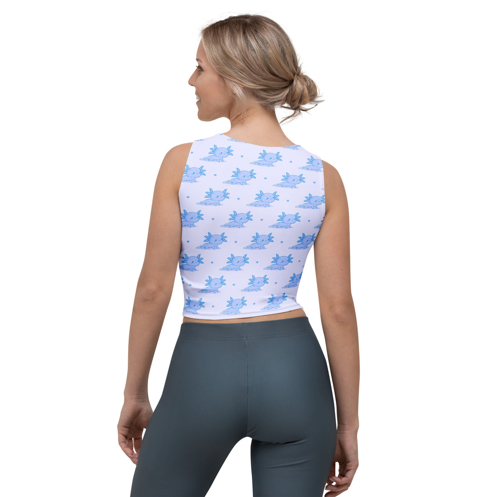 Women's Blue Axolotl Buttery Soft Crop Top- Quick-Drying UPF 50+ Stretch Top