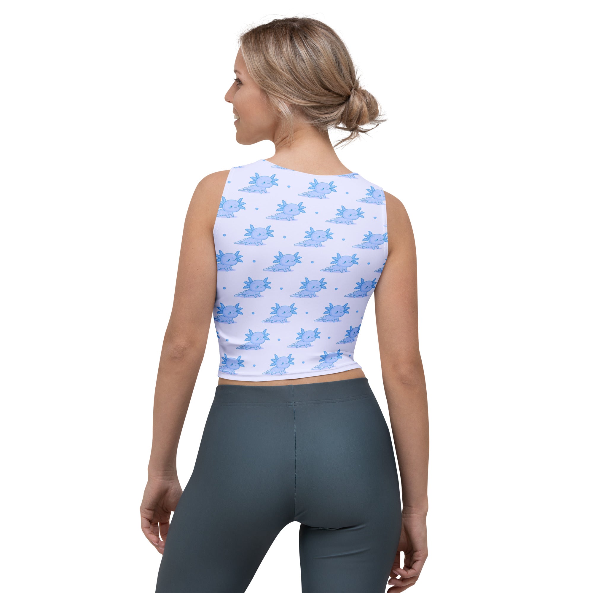 Women's Blue Axolotl Buttery Soft Crop Top- Quick-Drying UPF 50+ Stretch Top