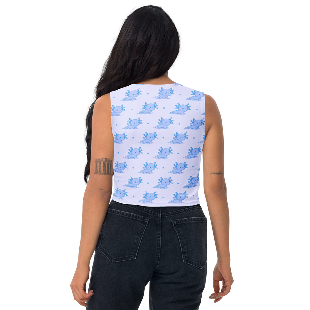 Women's Blue Axolotl Buttery Soft Crop Top- Quick-Drying UPF 50+ Stretch Top