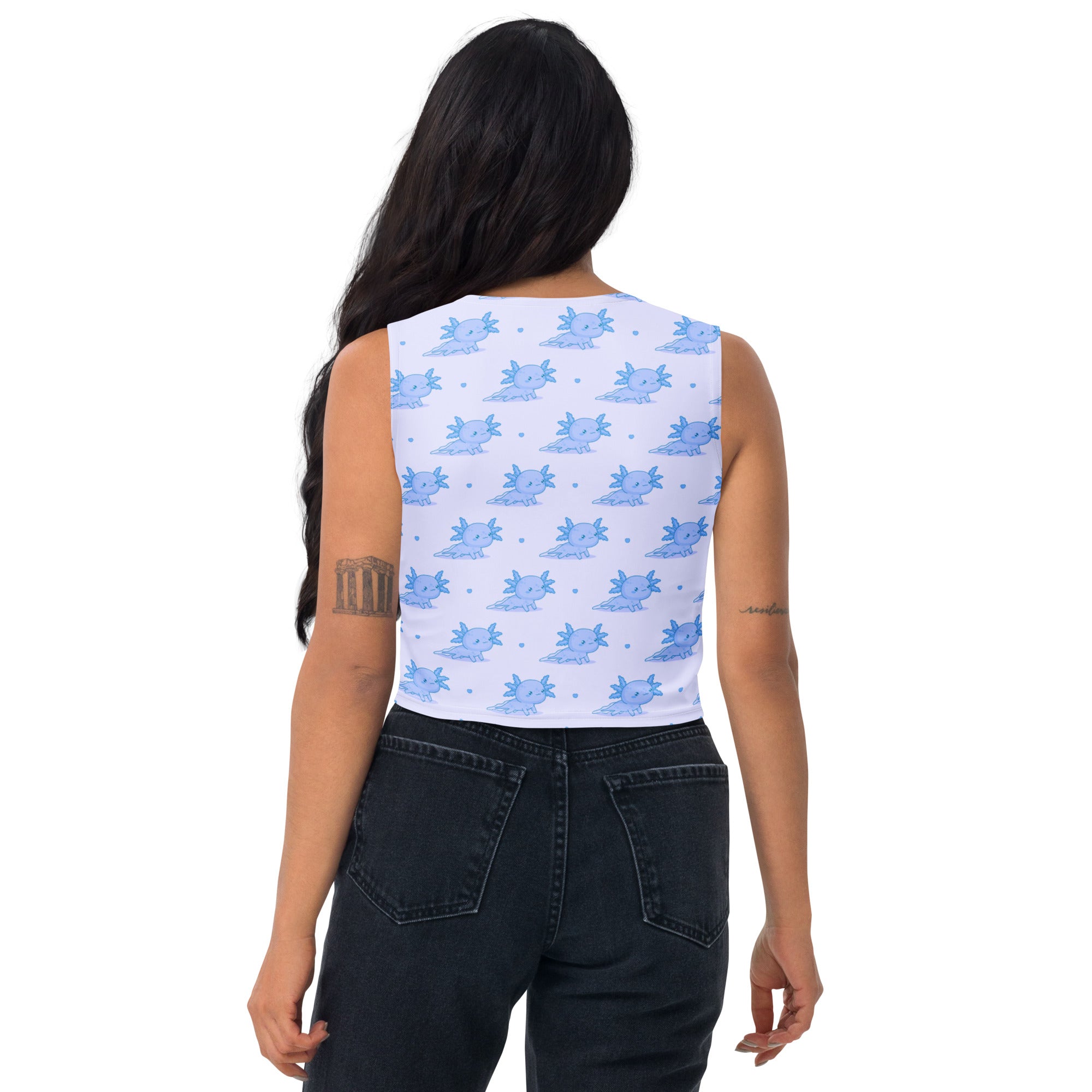 Women's Blue Axolotl Buttery Soft Crop Top- Quick-Drying UPF 50+ Stretch Top