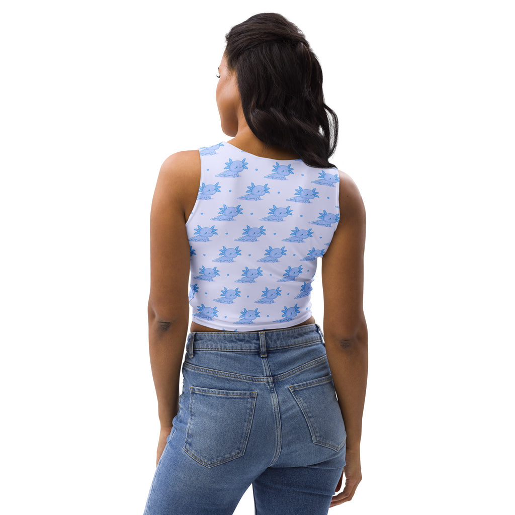 Women's Blue Axolotl Buttery Soft Crop Top- Quick-Drying UPF 50+ Stretch Top