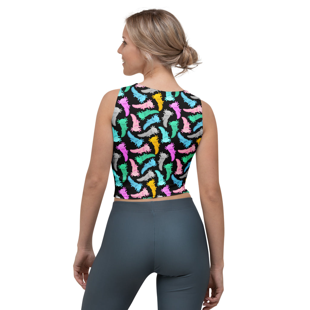 Women's Colorful Axolotl Buttery Soft Crop Top- Quick-Drying UPF 50+ Stretch Top