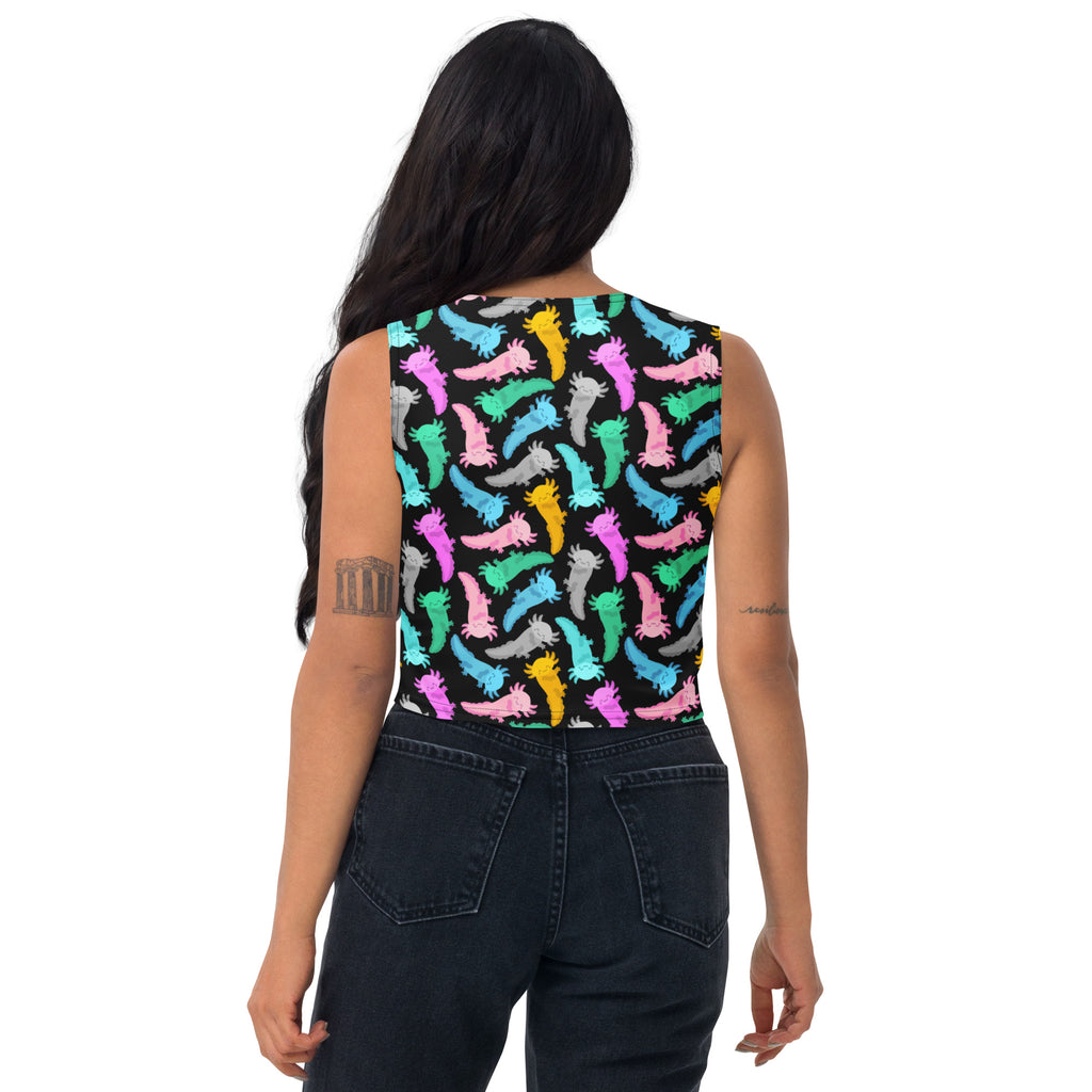 Women's Colorful Axolotl Buttery Soft Crop Top- Quick-Drying UPF 50+ Stretch Top