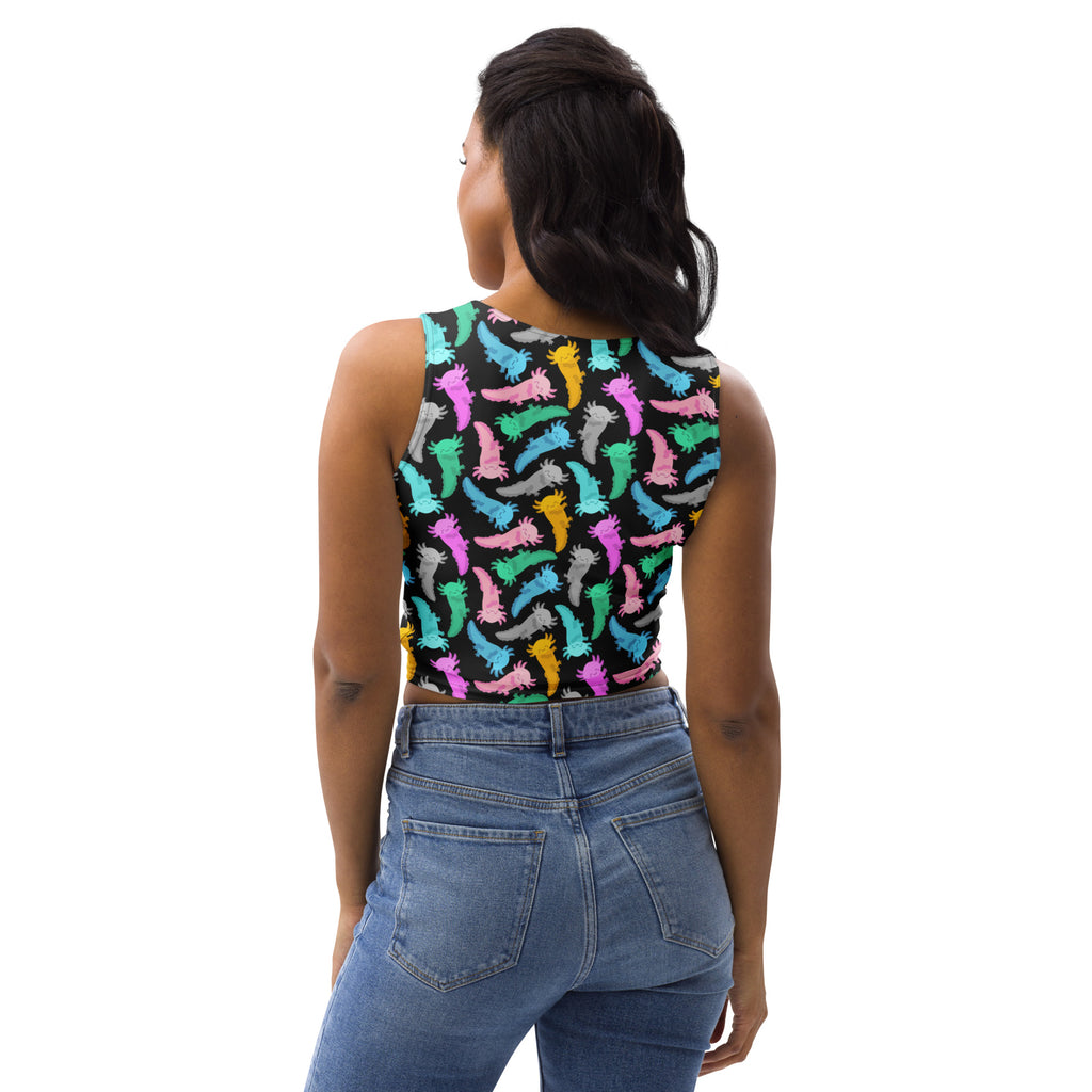 Women's Colorful Axolotl Buttery Soft Crop Top- Quick-Drying UPF 50+ Stretch Top