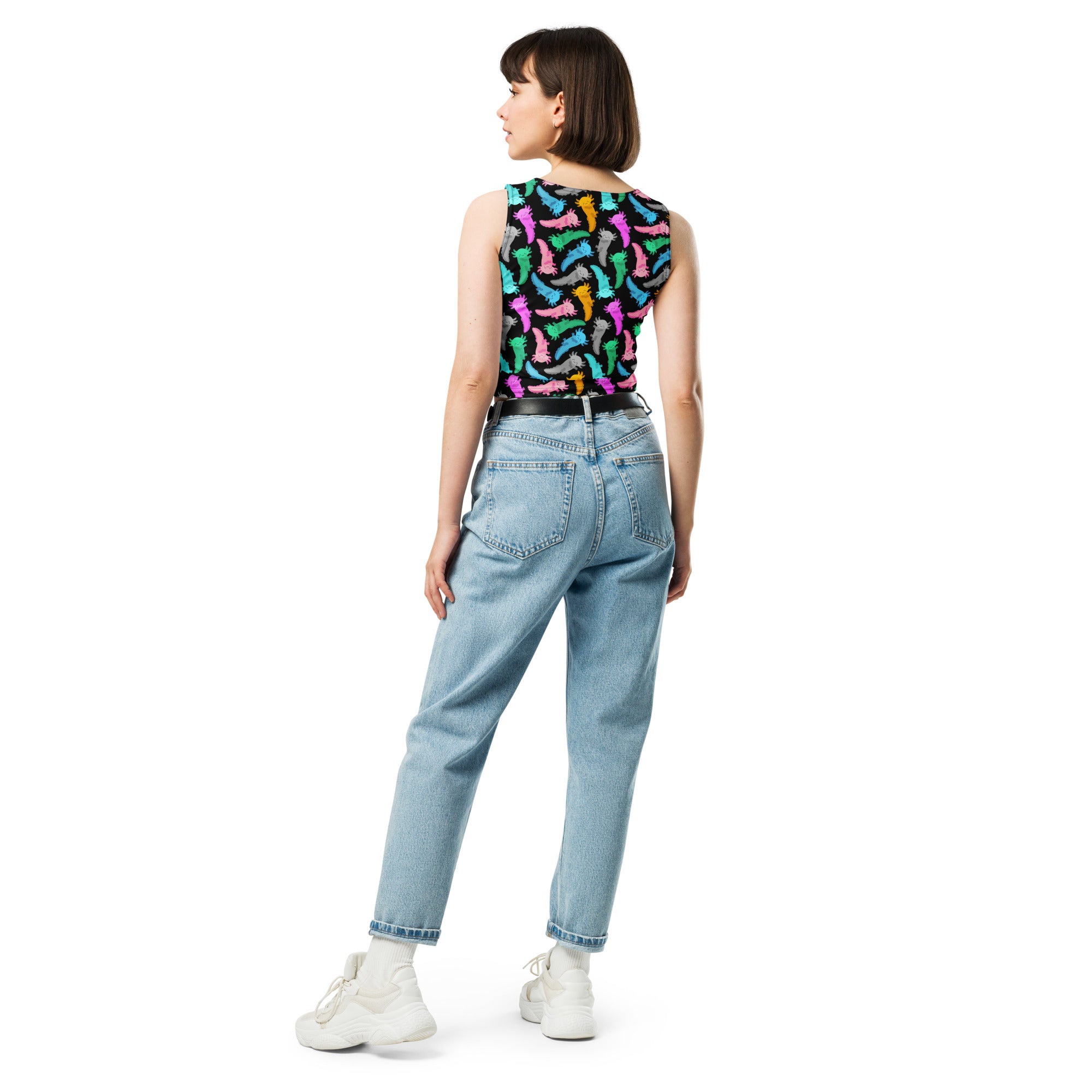 Women's Colorful Axolotl Buttery Soft Crop Top- Quick-Drying UPF 50+ Stretch Top