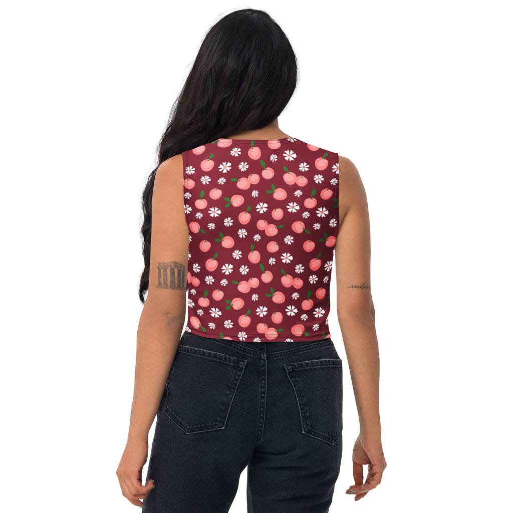 Women's Cherry Floral Buttery Soft Crop Top- Quick-Drying UPF 50+ Stretch Top