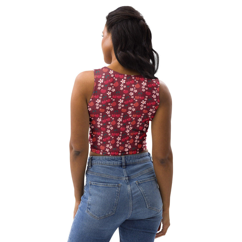 Women's Burgundy Cherry Buttery Soft Crop Top- Quick-Drying UPF 50+ Stretch Top