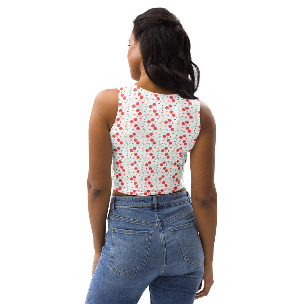 Women's Red Cherry Sprinkles Buttery Soft Crop Top- Quick-Drying UPF 50+ Stretch Top