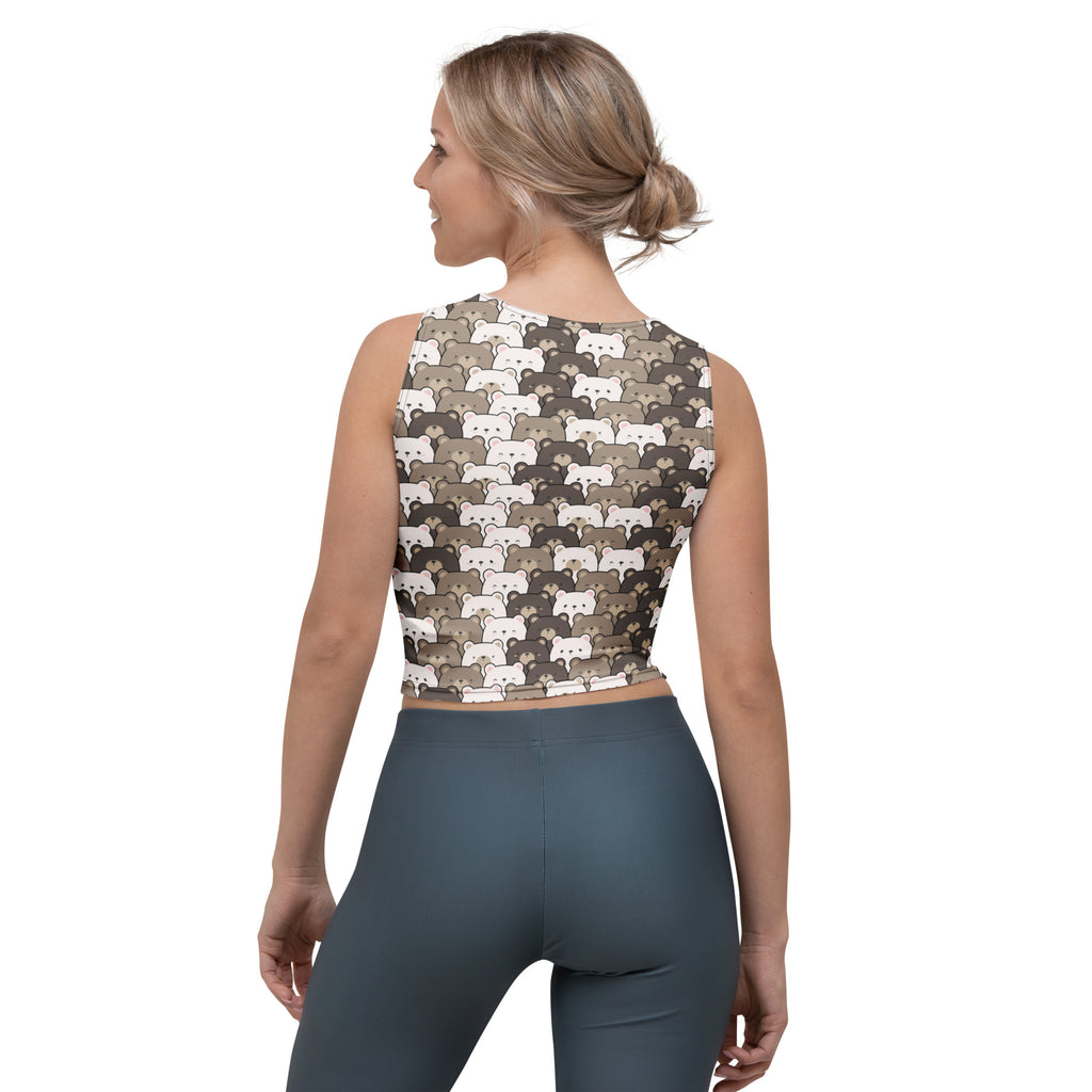 Women's Bear Themed Buttery Soft Crop Top- Quick-Drying UPF 50+ Stretch Top
