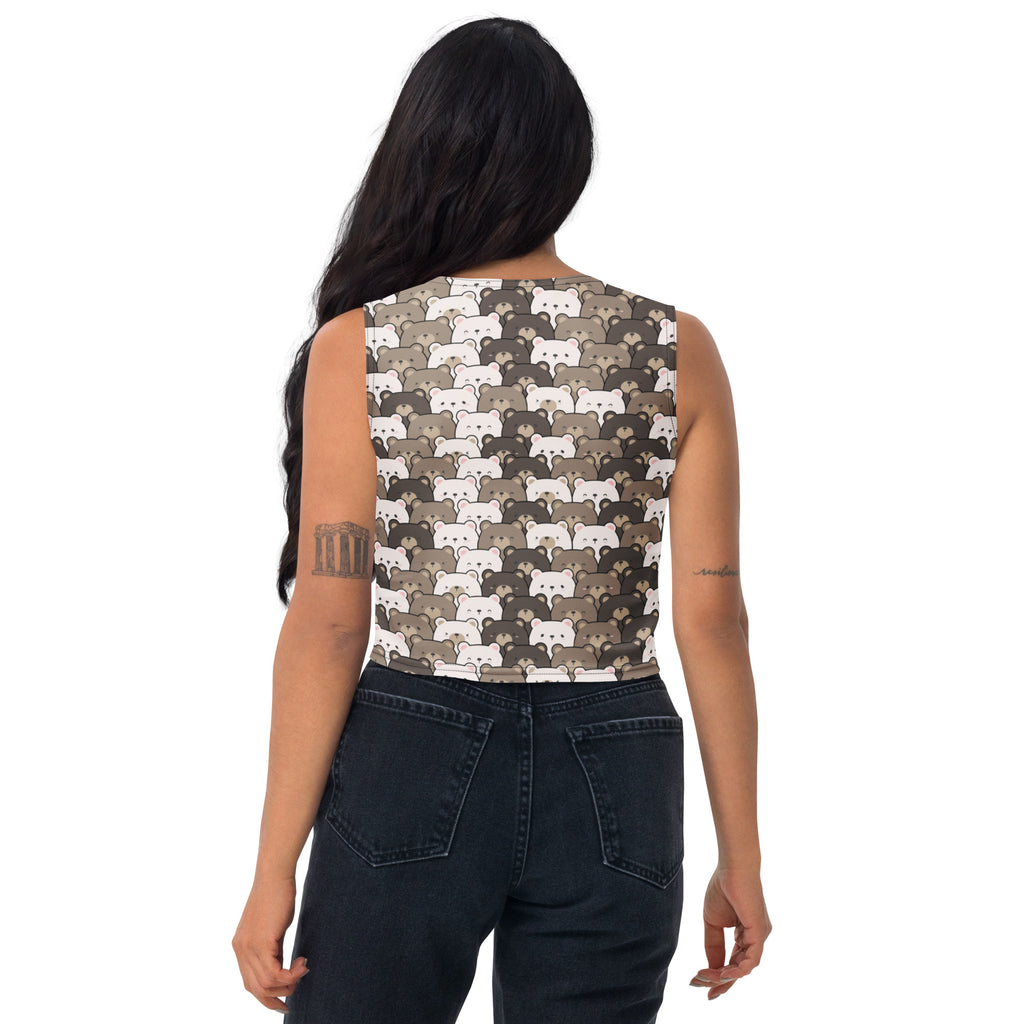 Women's Bear Themed Buttery Soft Crop Top- Quick-Drying UPF 50+ Stretch Top
