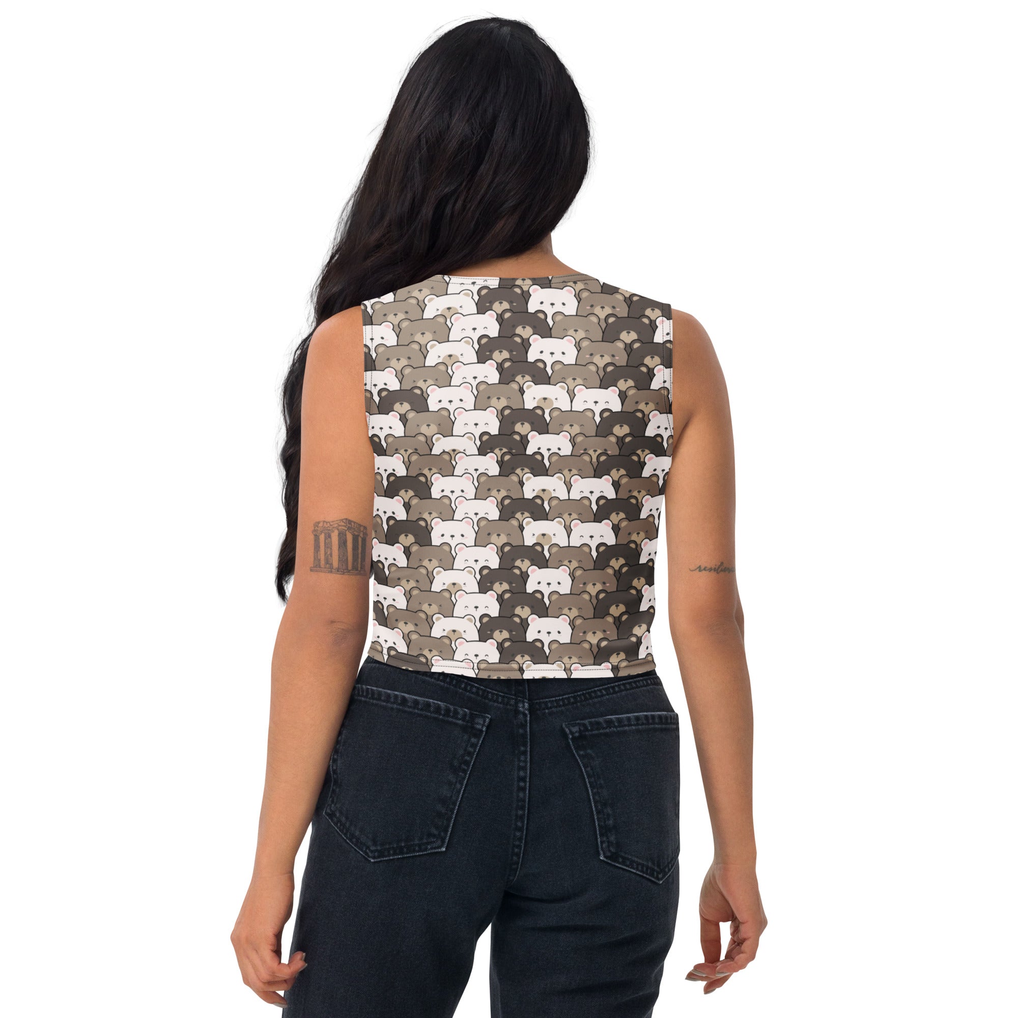Women's Bear Themed Buttery Soft Crop Top- Quick-Drying UPF 50+ Stretch Top
