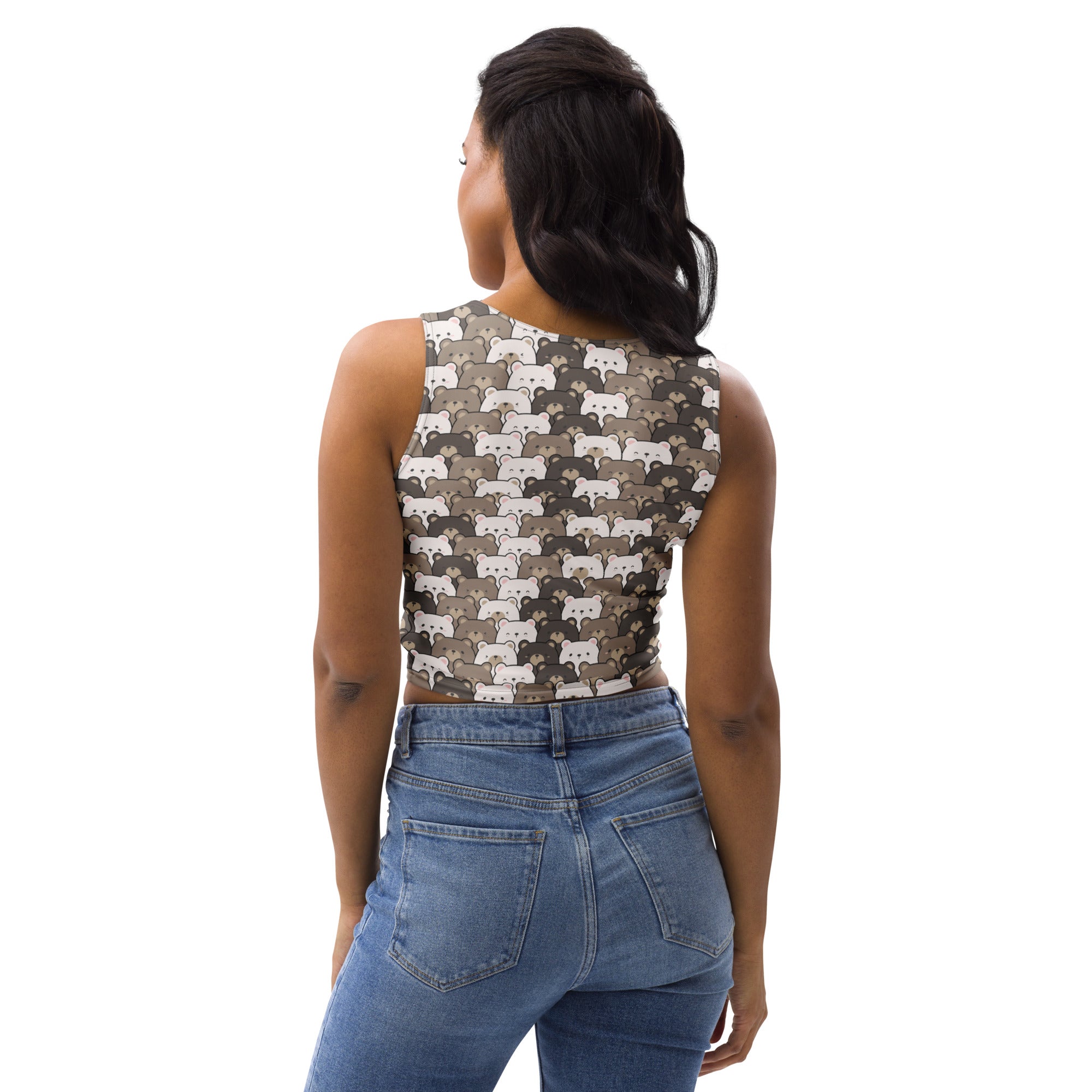 Women's Bear Themed Buttery Soft Crop Top- Quick-Drying UPF 50+ Stretch Top