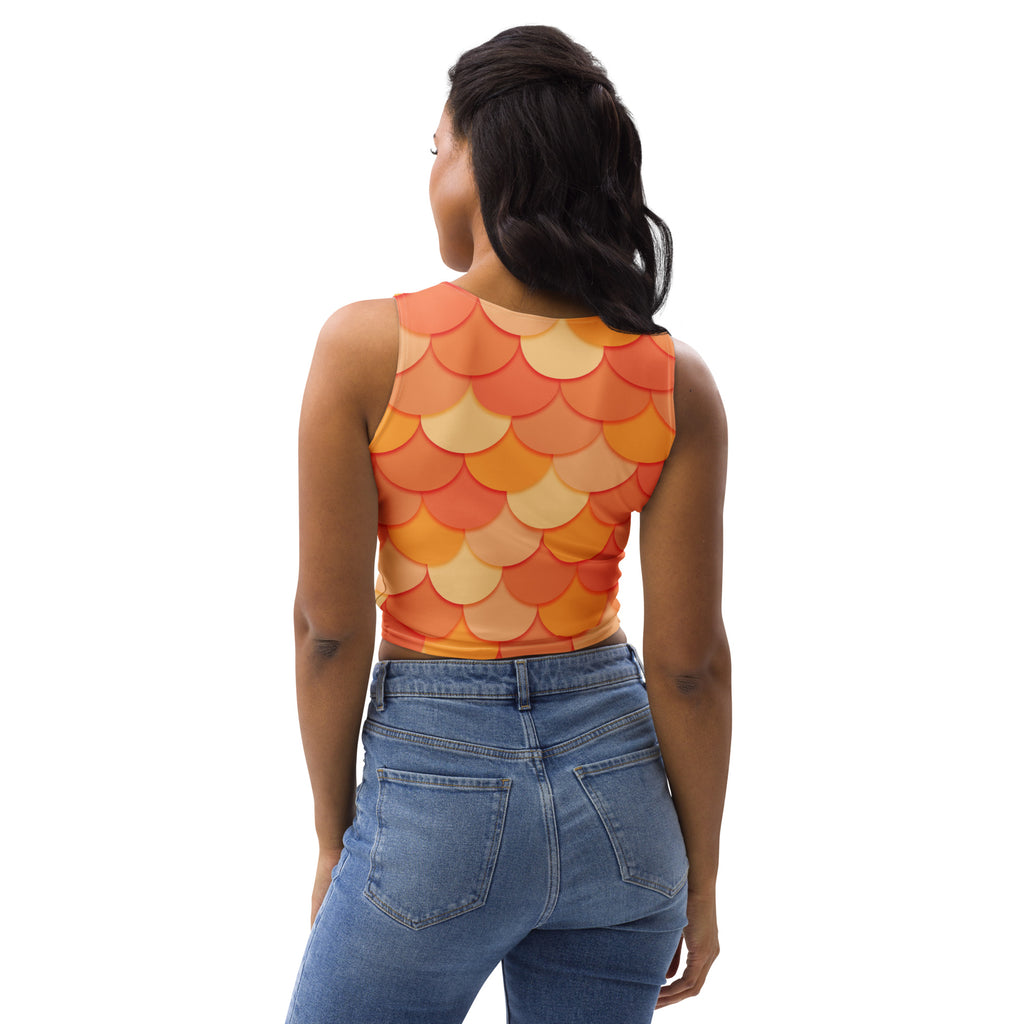 Women's Orange Mermaid Buttery Soft Crop Top- Quick-Drying UPF 50+ Stretch Top