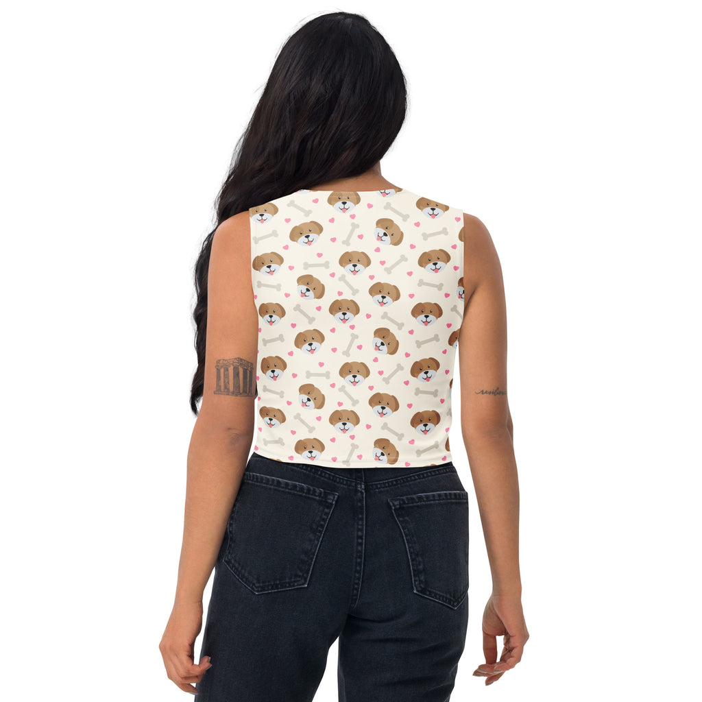Women's Cute Dog Buttery Soft Crop Top- Quick-Drying UPF 50+ Stretch Top