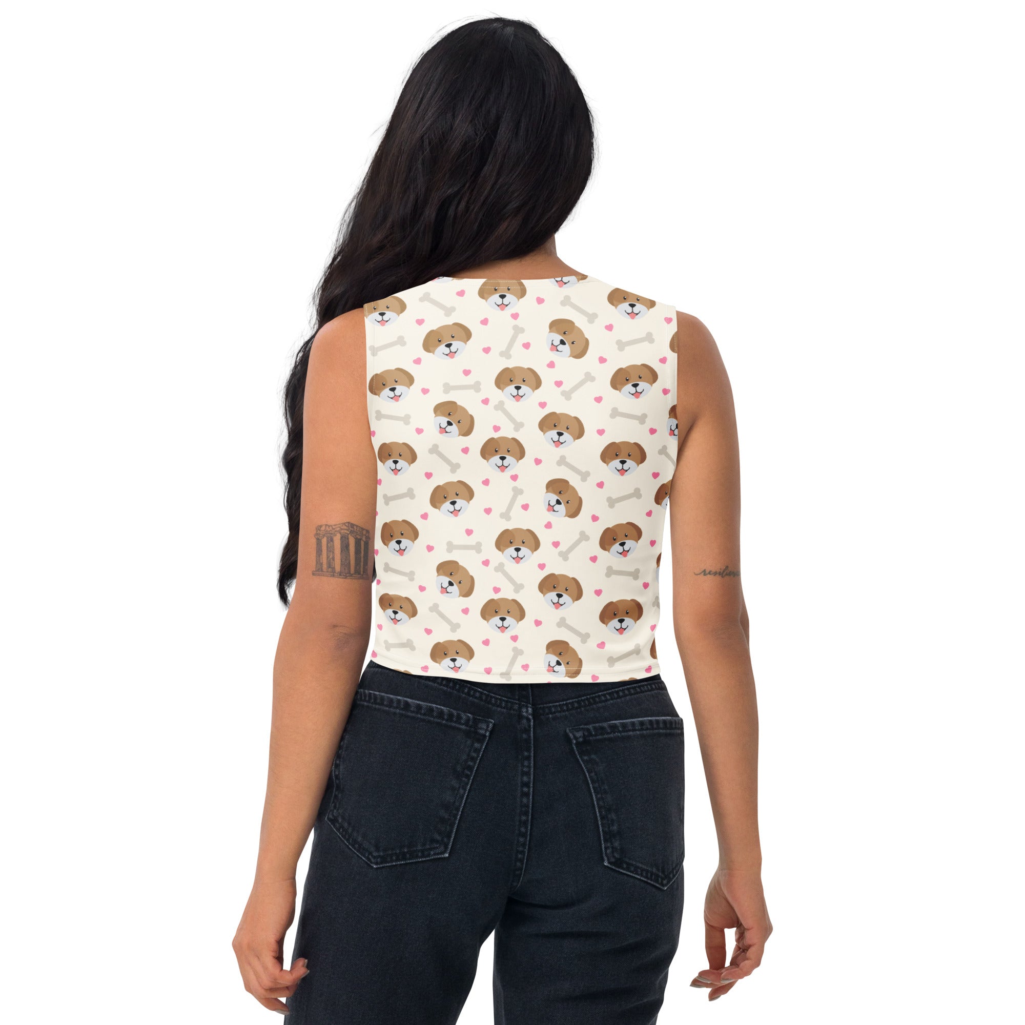Women's Cute Dog Buttery Soft Crop Top- Quick-Drying UPF 50+ Stretch Top