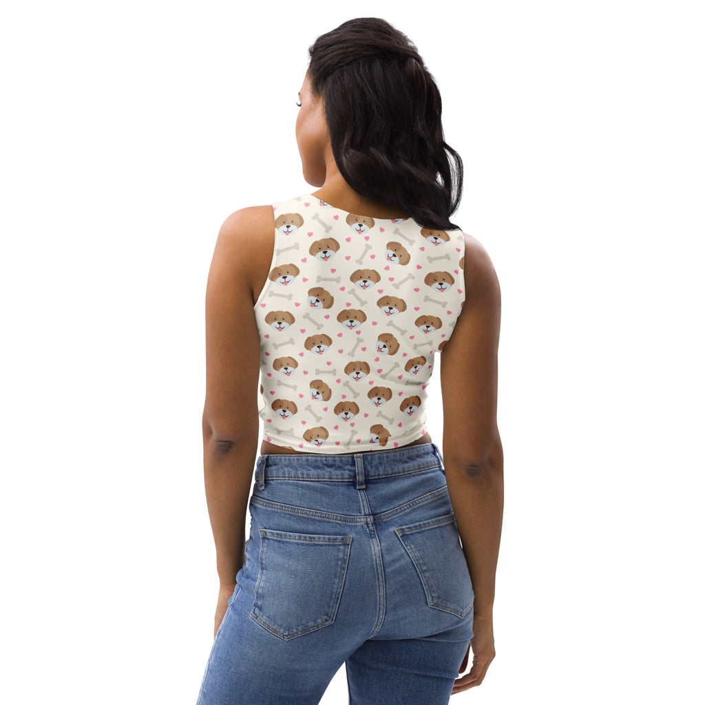 Women's Cute Dog Buttery Soft Crop Top- Quick-Drying UPF 50+ Stretch Top
