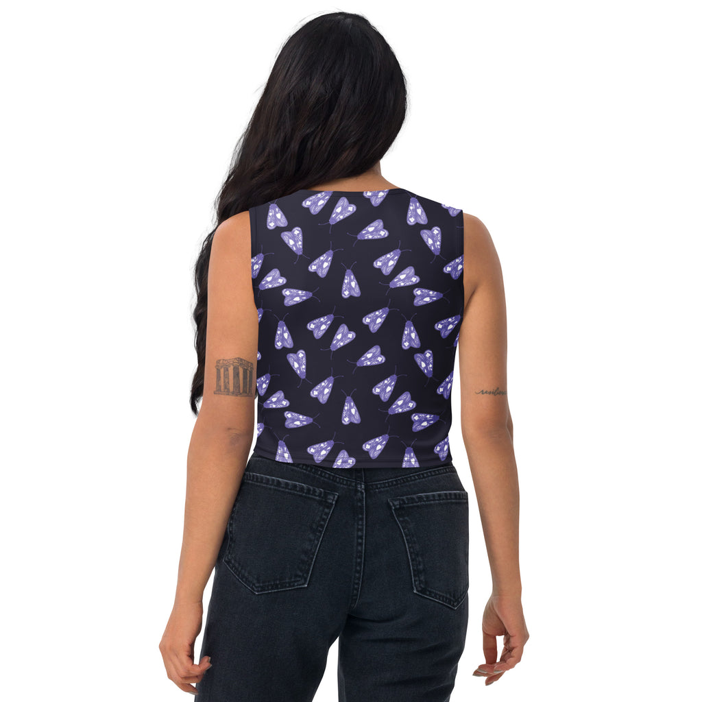 Women's Purple Moth Buttery Soft Crop Top- Quick-Drying UPF 50+ Stretch Top