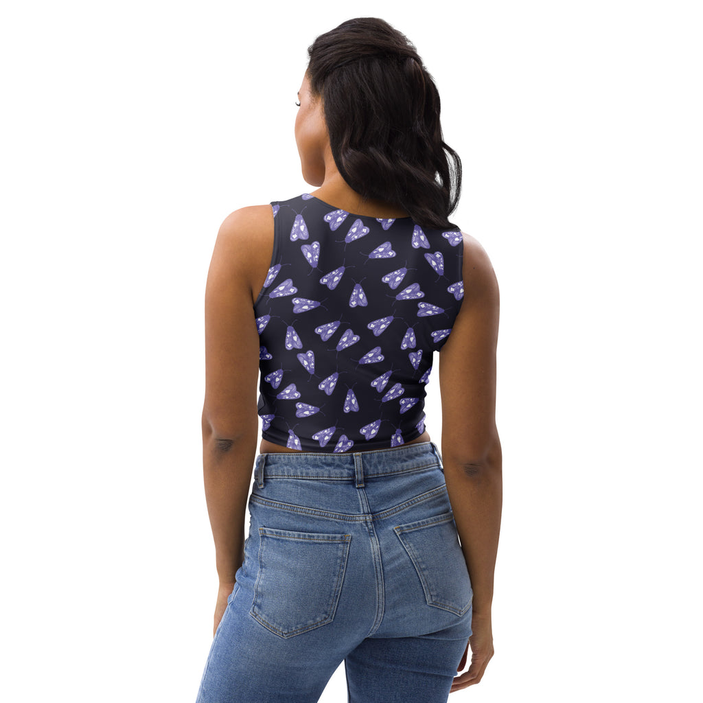 Women's Purple Moth Buttery Soft Crop Top- Quick-Drying UPF 50+ Stretch Top