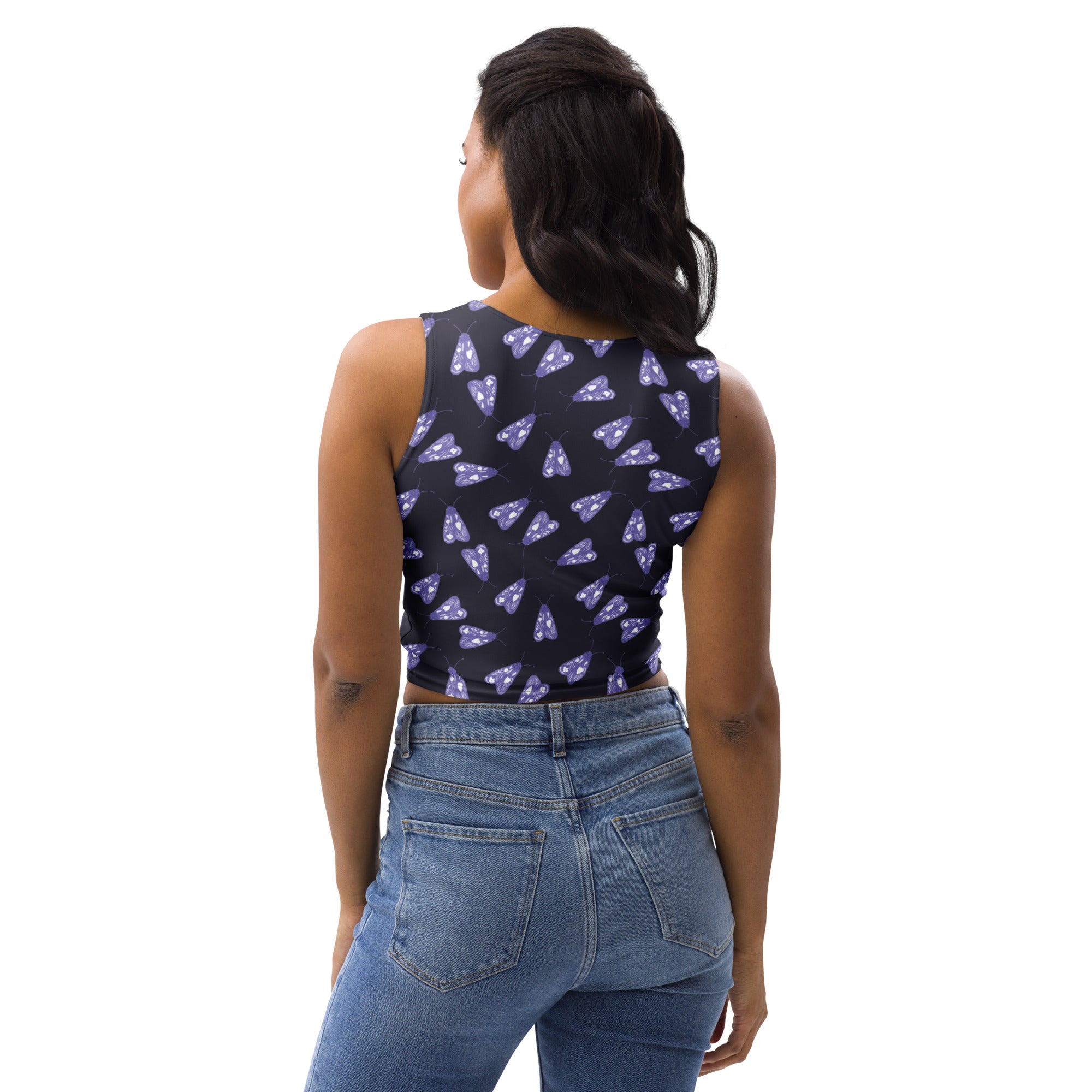 Women's Purple Moth Buttery Soft Crop Top- Quick-Drying UPF 50+ Stretch Top