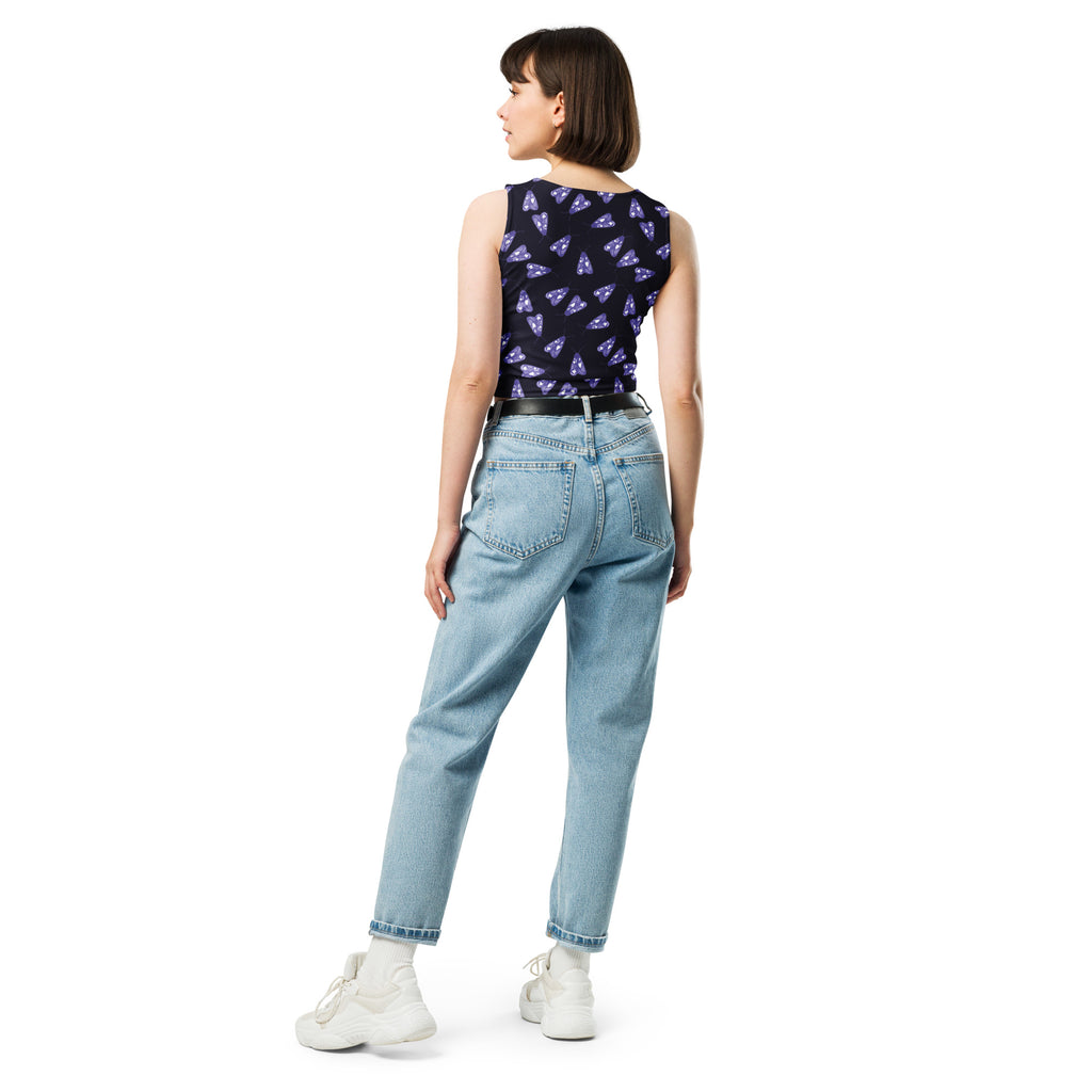Women's Purple Moth Buttery Soft Crop Top- Quick-Drying UPF 50+ Stretch Top