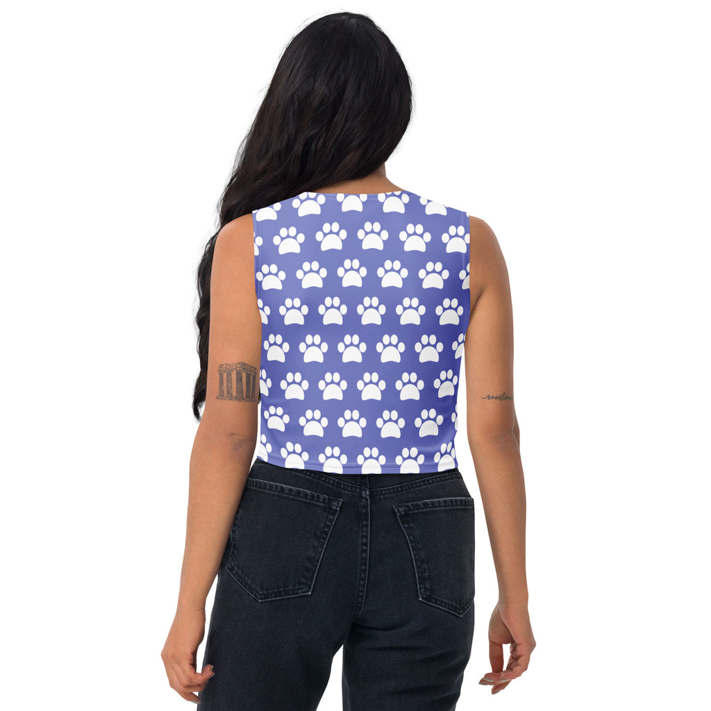 Women's Light Purple Paw Print Buttery Soft Crop Top- Quick-Drying UPF 50+ Stretch Top