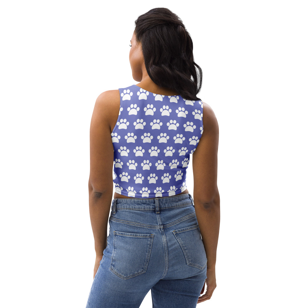 Women's Light Purple Paw Print Buttery Soft Crop Top- Quick-Drying UPF 50+ Stretch Top