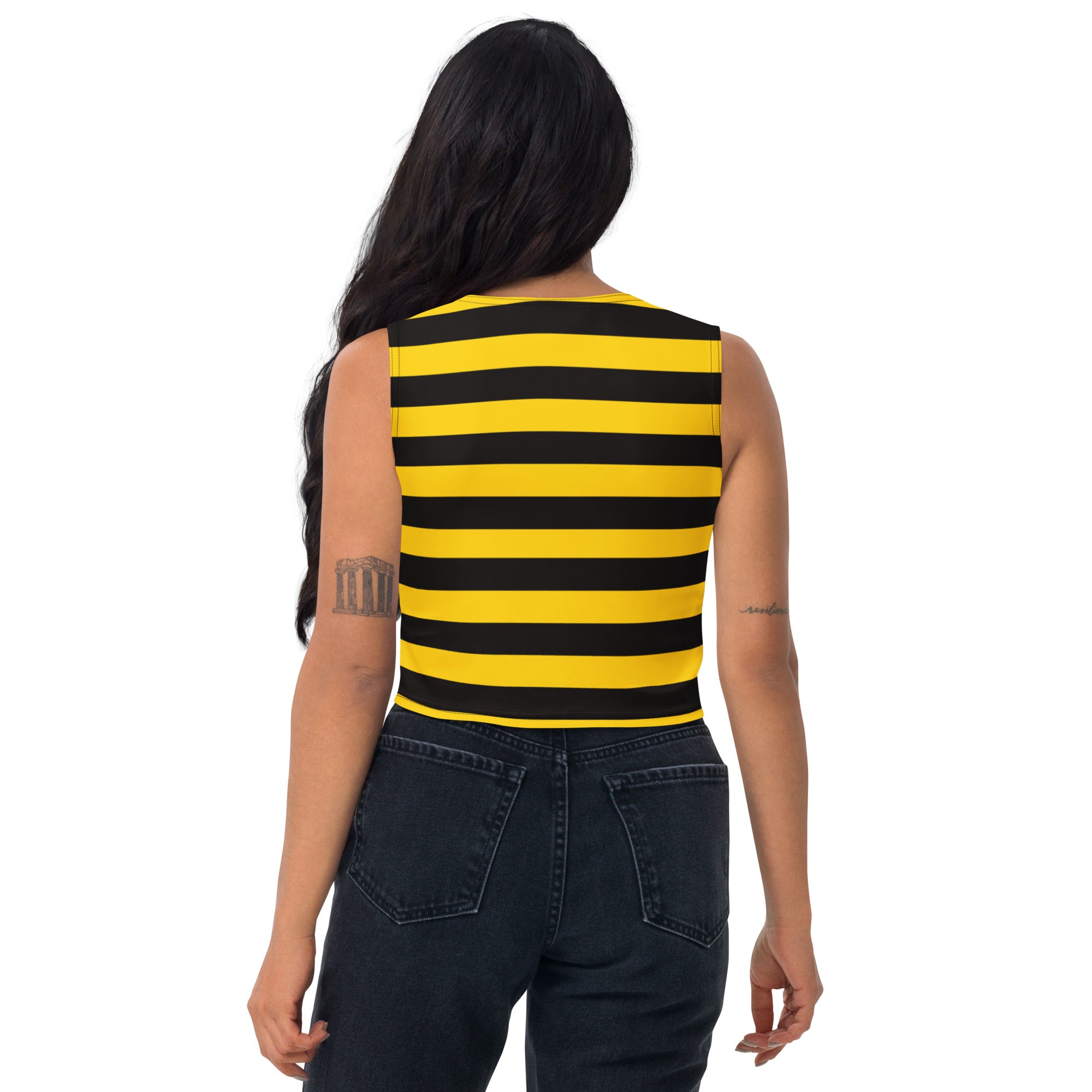 Women's Bee Stripe Buttery Soft Crop Top- Quick-Drying UPF 50+ Stretch Top