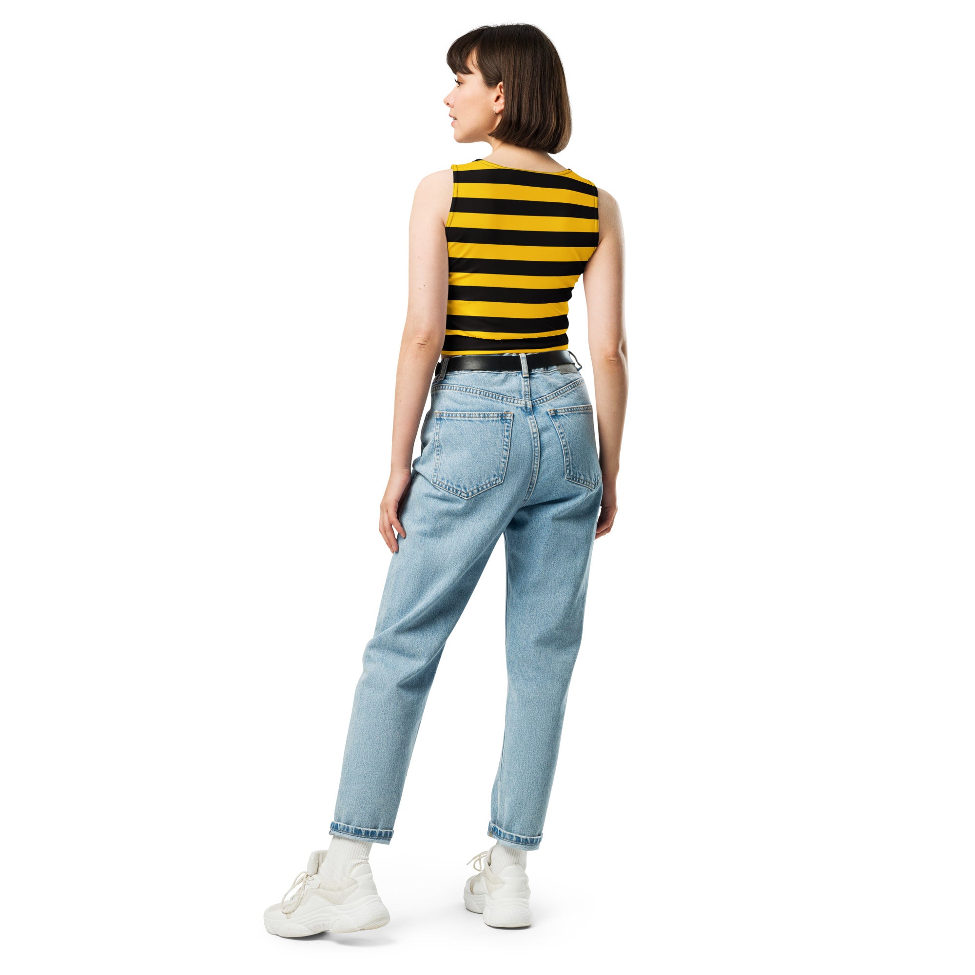 Women's Bee Stripe Buttery Soft Crop Top- Quick-Drying UPF 50+ Stretch Top