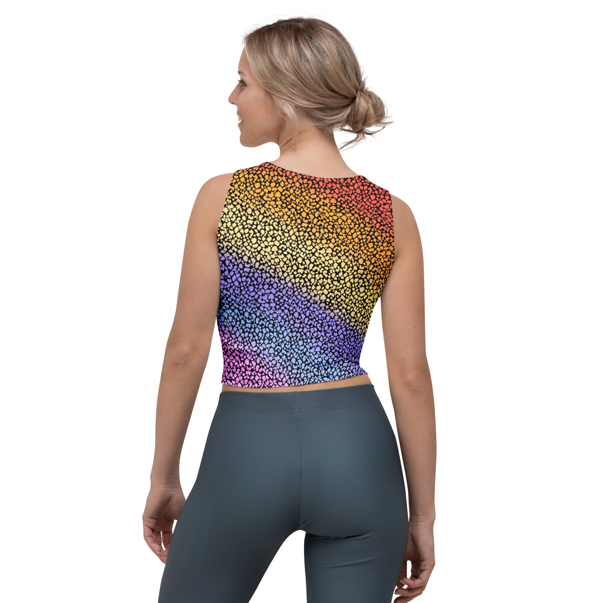 Women's Rainbow Animal Print Buttery Soft Crop Top- Quick-Drying UPF 50+ Stretch Top