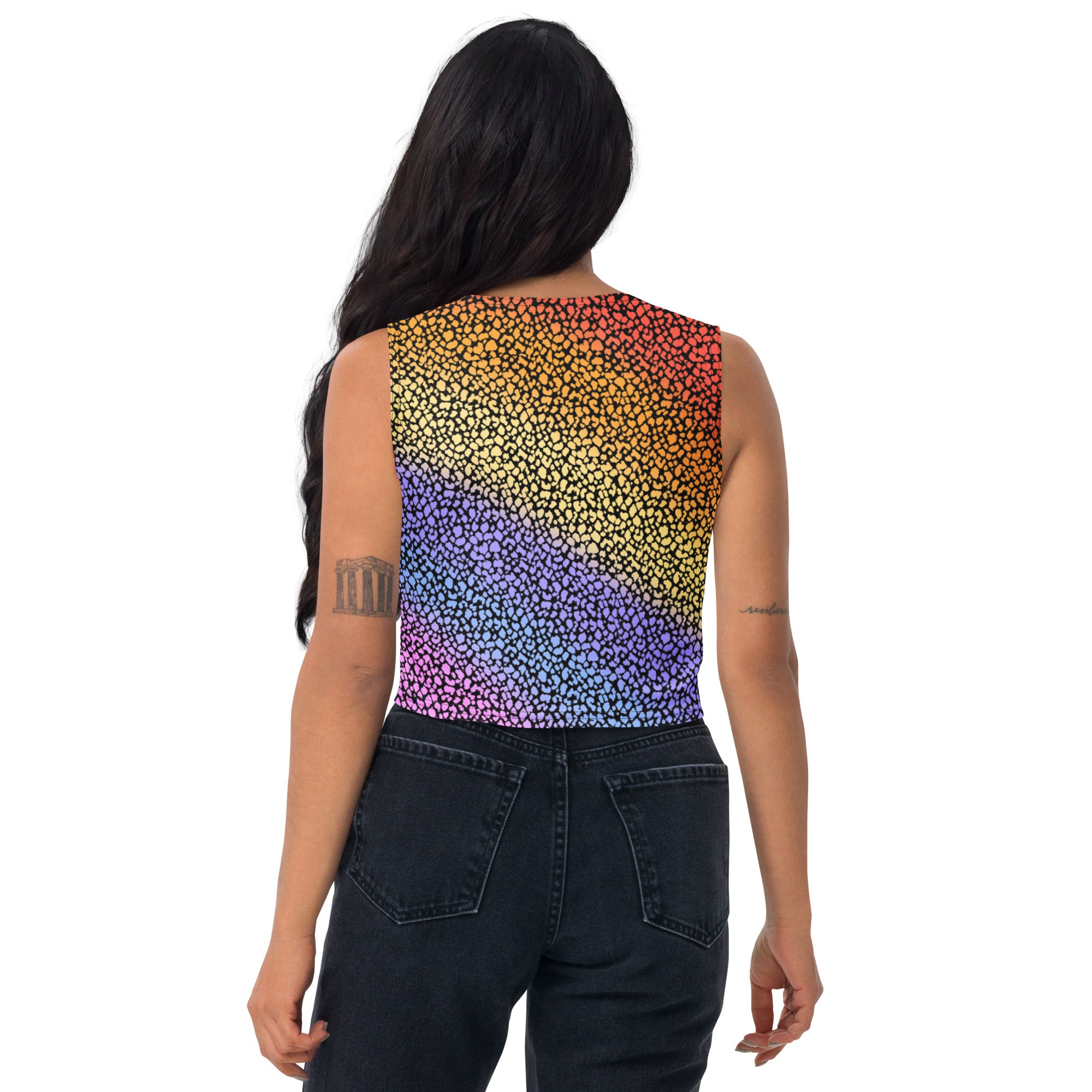 Women's Rainbow Animal Print Buttery Soft Crop Top- Quick-Drying UPF 50+ Stretch Top