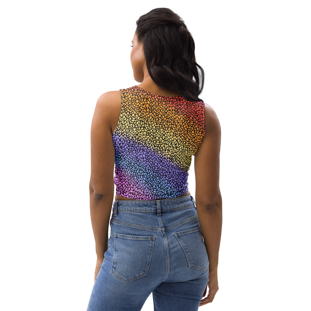 Women's Rainbow Animal Print Buttery Soft Crop Top- Quick-Drying UPF 50+ Stretch Top