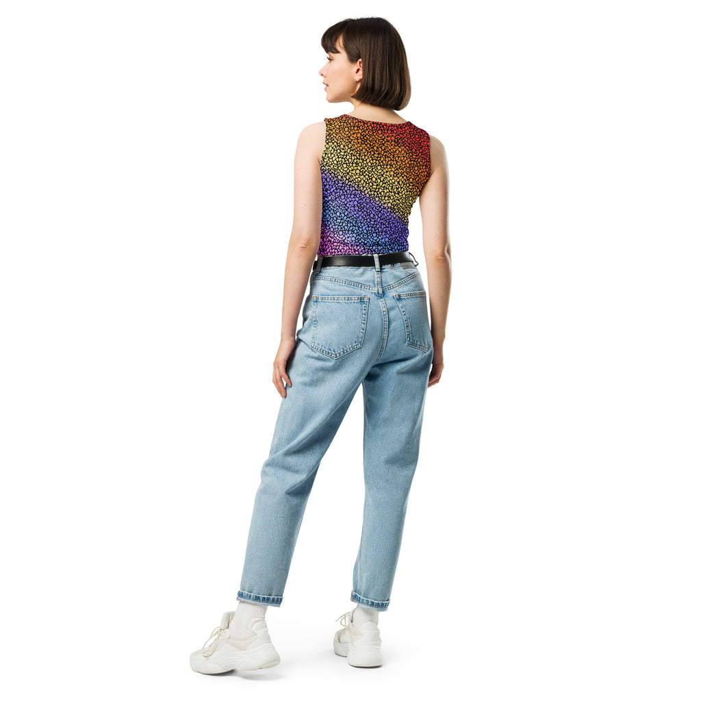 Women's Rainbow Animal Print Buttery Soft Crop Top- Quick-Drying UPF 50+ Stretch Top
