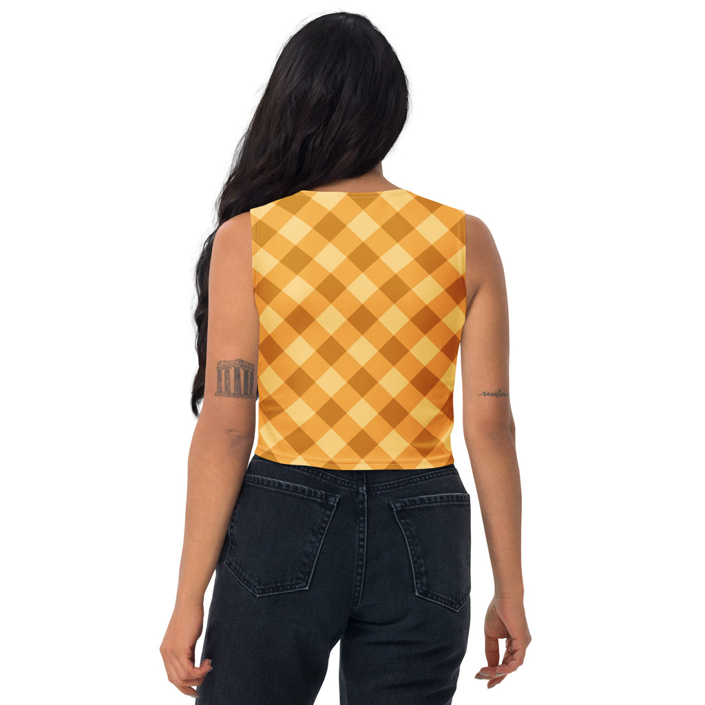 Women's Golden Plaid Buttery Soft Crop Top- Quick-Drying UPF 50+ Stretch Top