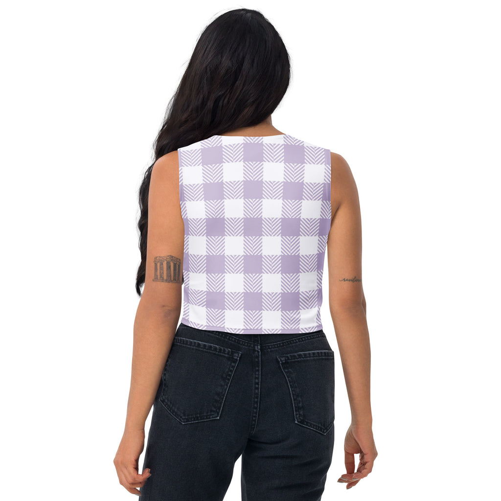 Women's Purple Plaid Buttery Soft Crop Top- Quick-Drying UPF 50+ Stretch Top