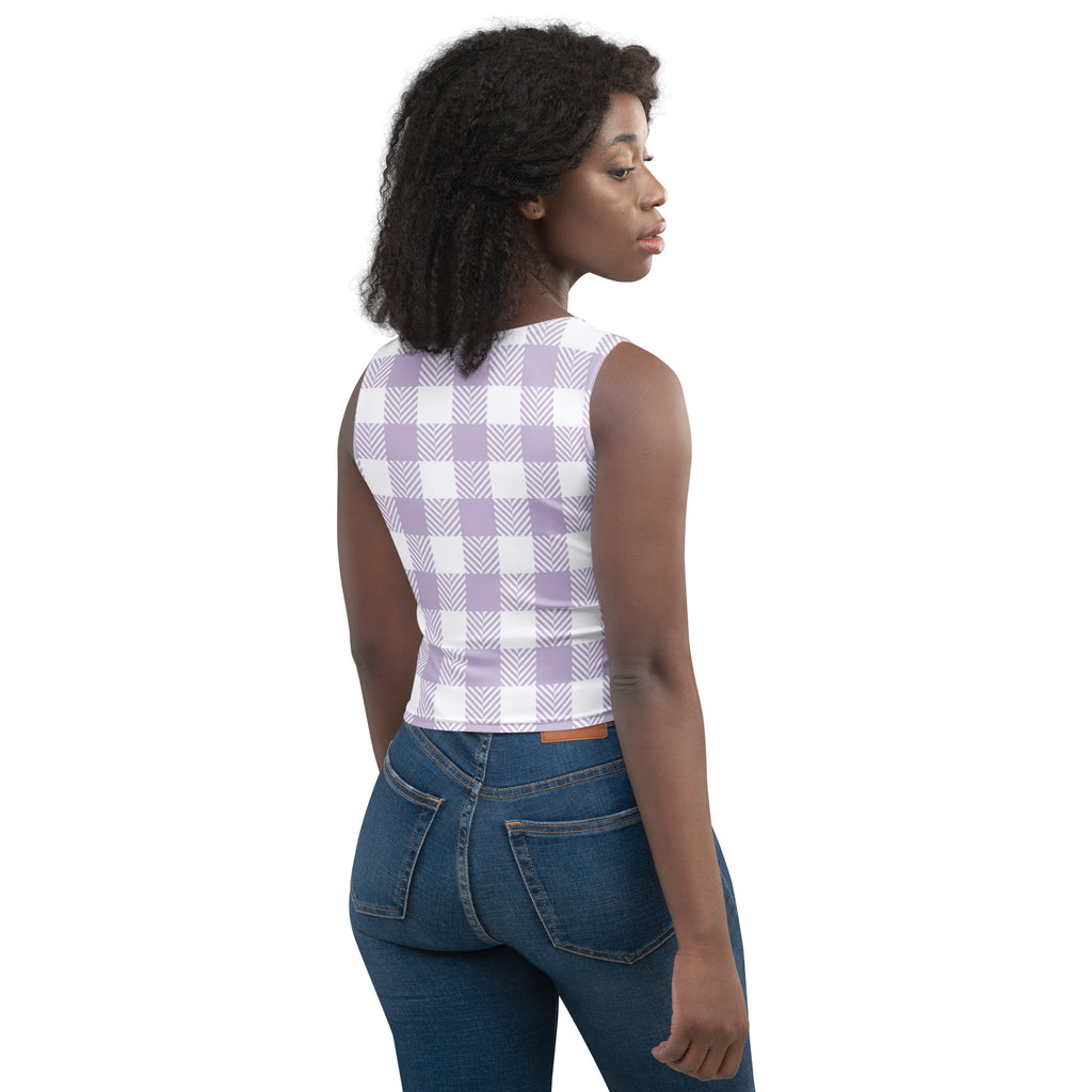 Women's Purple Plaid Buttery Soft Crop Top- Quick-Drying UPF 50+ Stretch Top