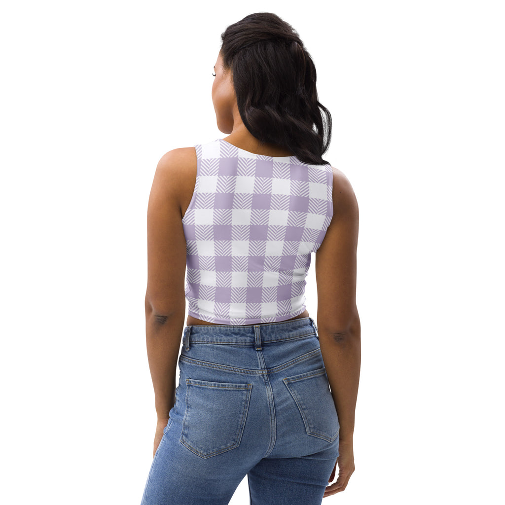 Women's Purple Plaid Buttery Soft Crop Top- Quick-Drying UPF 50+ Stretch Top