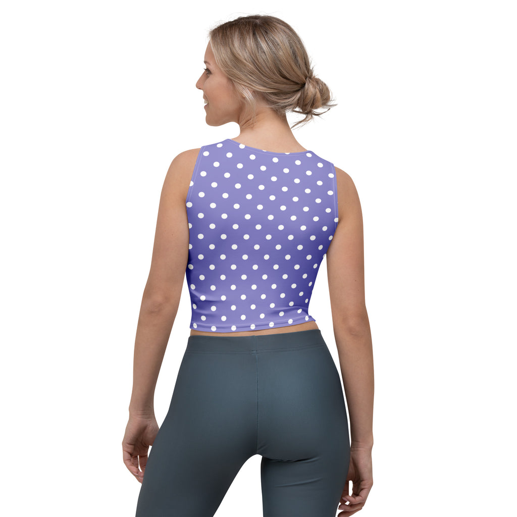 Women's Light Purple Polka Dot Buttery Soft Crop Top- Quick-Drying UPF 50+ Stretch Top