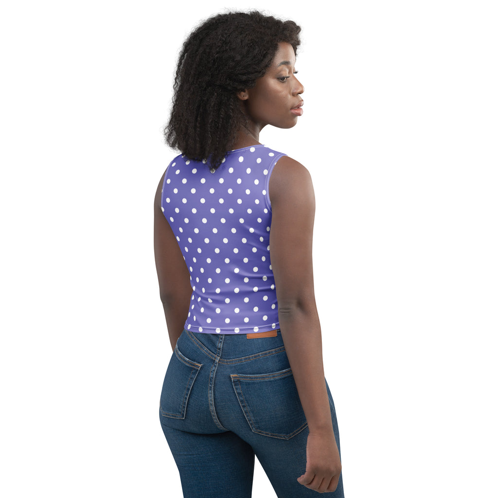 Women's Light Purple Polka Dot Buttery Soft Crop Top- Quick-Drying UPF 50+ Stretch Top