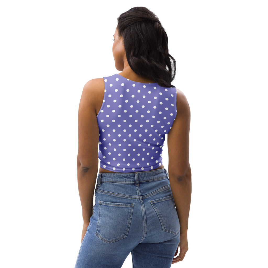 Women's Light Purple Polka Dot Buttery Soft Crop Top- Quick-Drying UPF 50+ Stretch Top